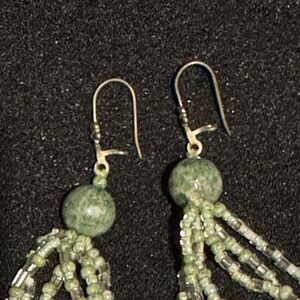 Elegant Green Beaded Earrings with Jasper